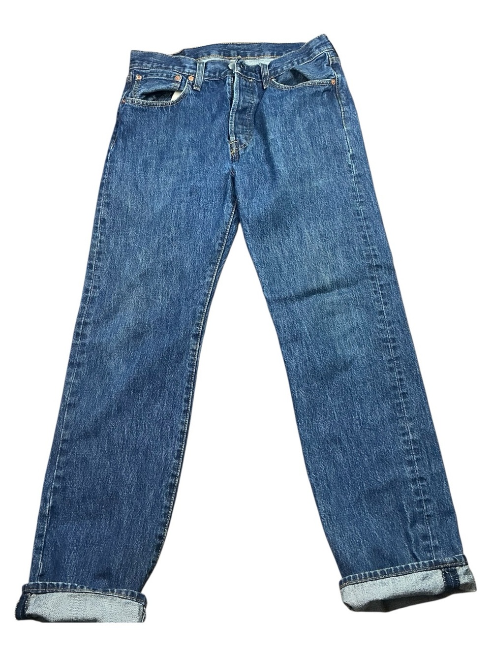 Y2K Levi’s 501 button fly medium/dark wash straight leg jeans 32 x 33